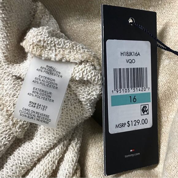 Tommy Hilfiger Tan Light Brown Single Button Cotton Sweater-Blazer Women's 16 - Picture 7 of 8